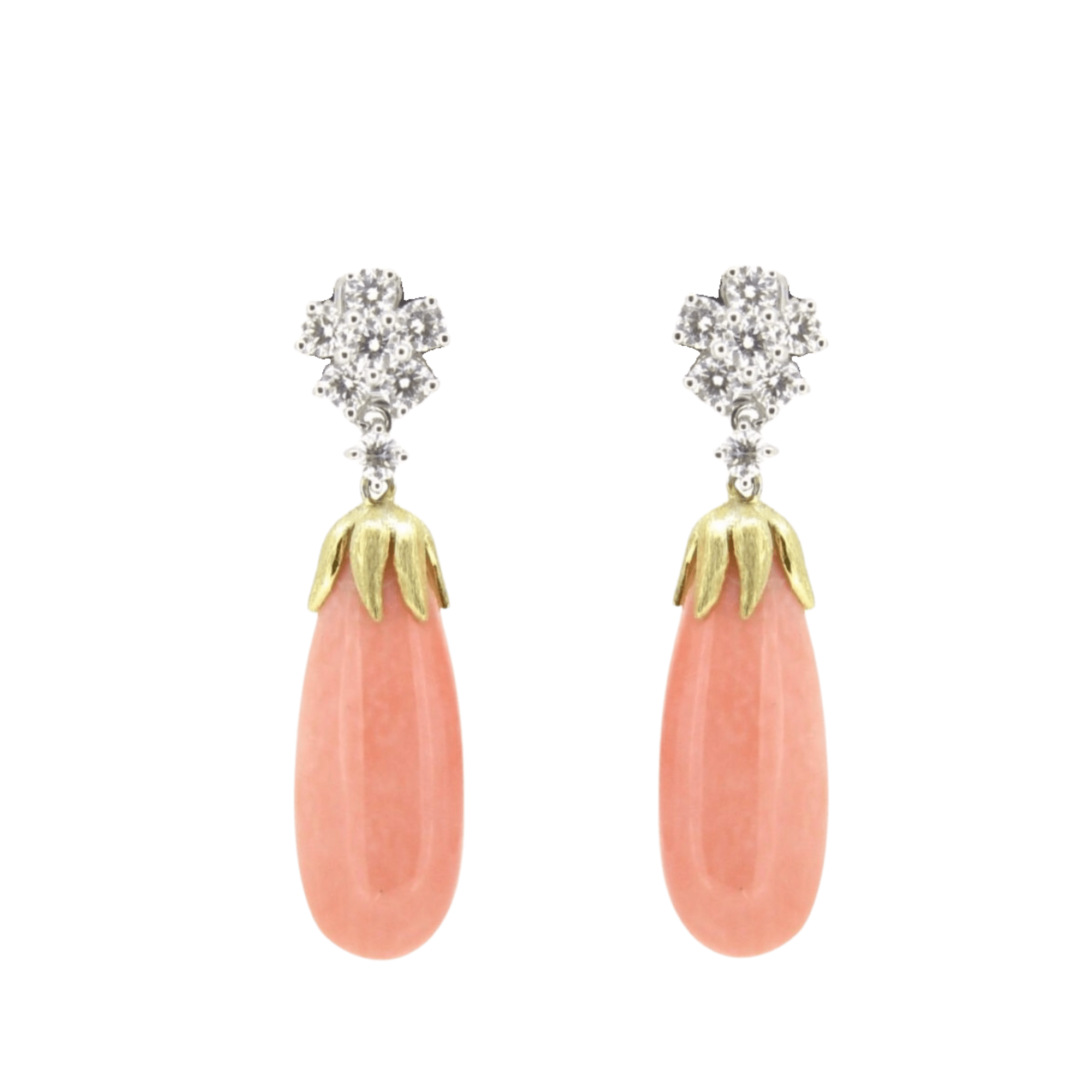 Coral & Diamond Earrings - K.S. Sze & Sons