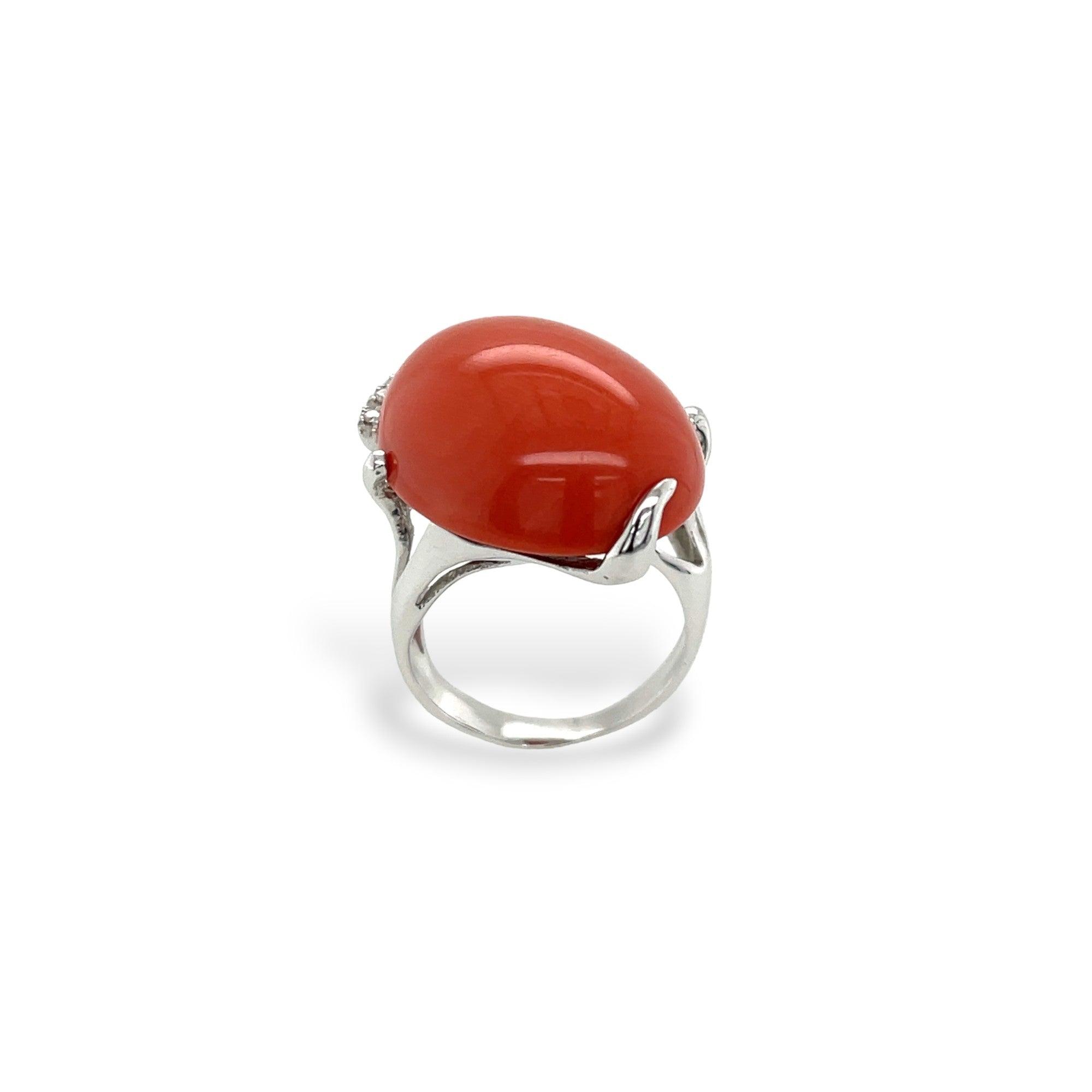 Coral & Diamond Ring - K.S. Sze & Sons