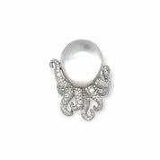 Crystal, Mother of Pearl & Diamond Octopus Ring