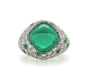 Cushion-Shaped Emerald & Diamond Ring (Gubelin Certificate)