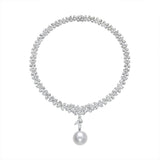 Diamond Necklace with White South Sea Pearl Pendant
