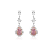 Drop Pink & White Diamond Earrings