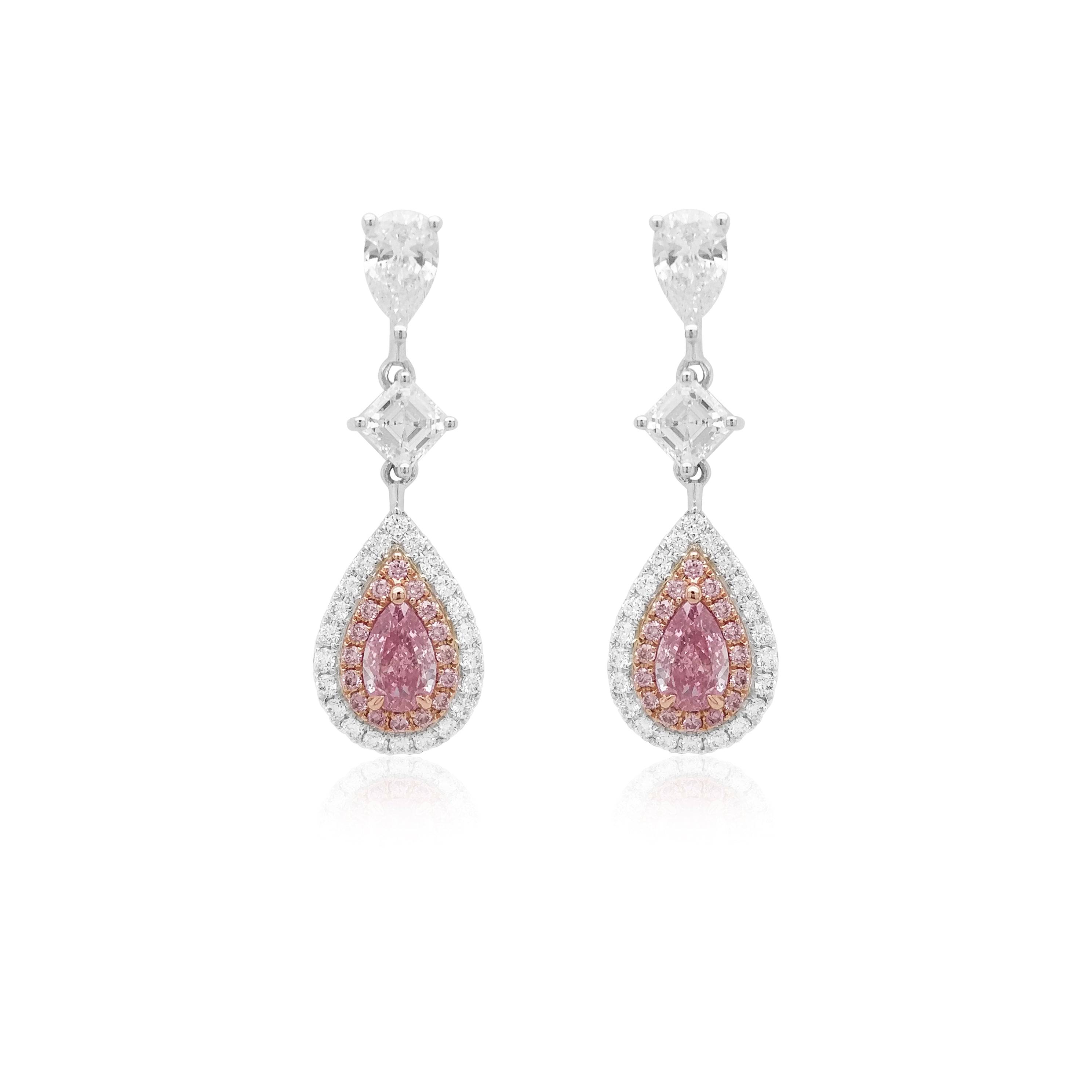 Drop Pink & White Diamond Earrings - K.S. Sze & Sons