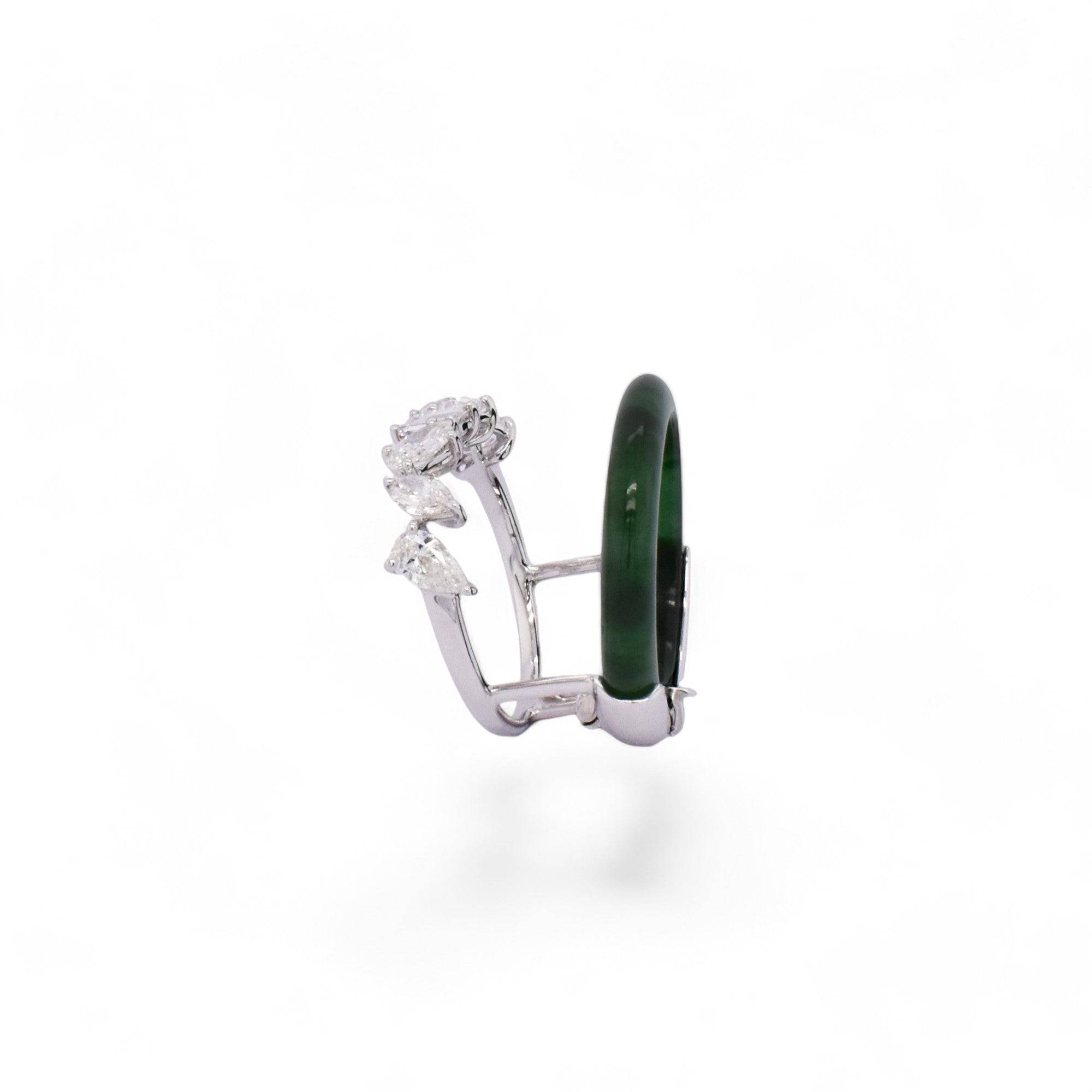 Dual Bands Jade & Diamond Ring - K.S. Sze & Sons