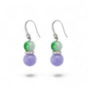 Dual Tone Lavender Jade Beads Earrings - K.S. Sze & Sons