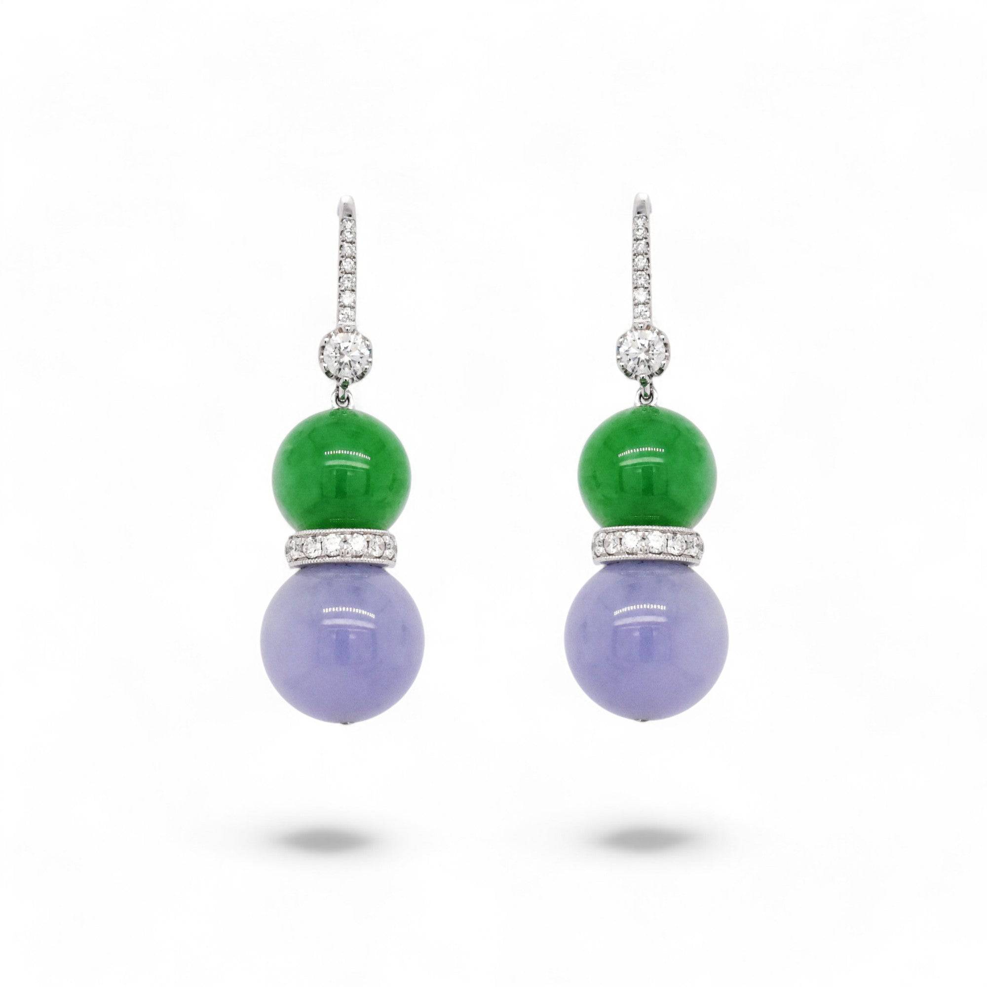 Dual Tone Lavender Jade Beads Earrings - K.S. Sze & Sons