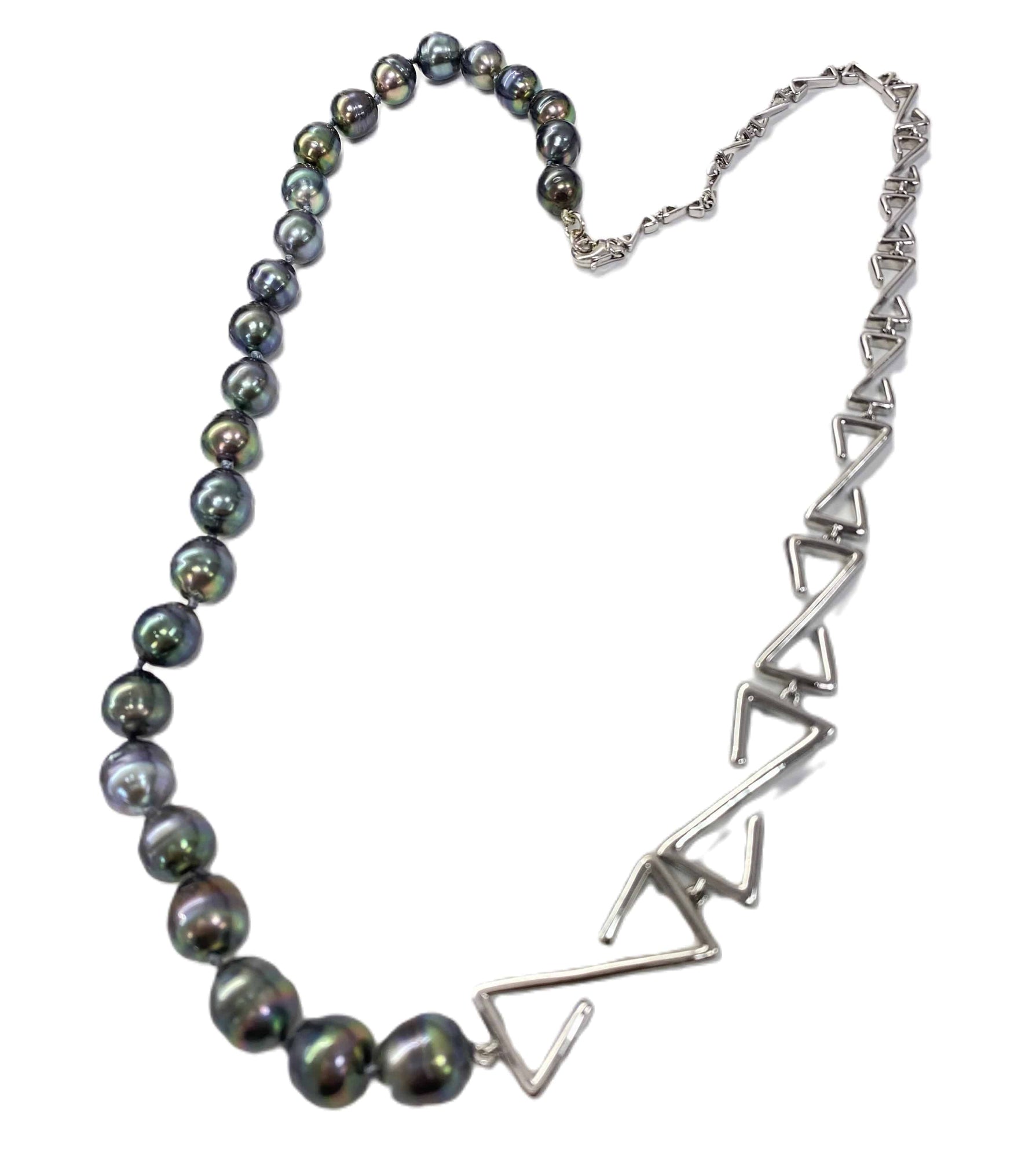 Duality Sterling Silver Chain with Tahitian Pearls - K.S. Sze & Sons