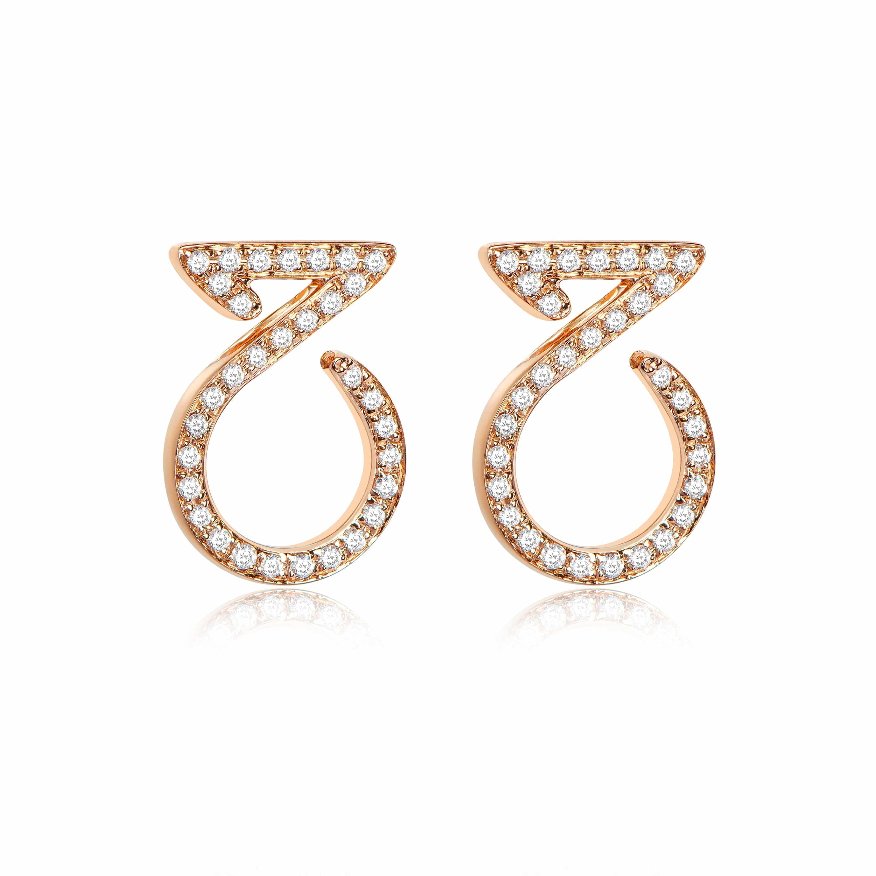 Ear Studs In 18K Gold With Diamonds - K.S. Sze & Sons