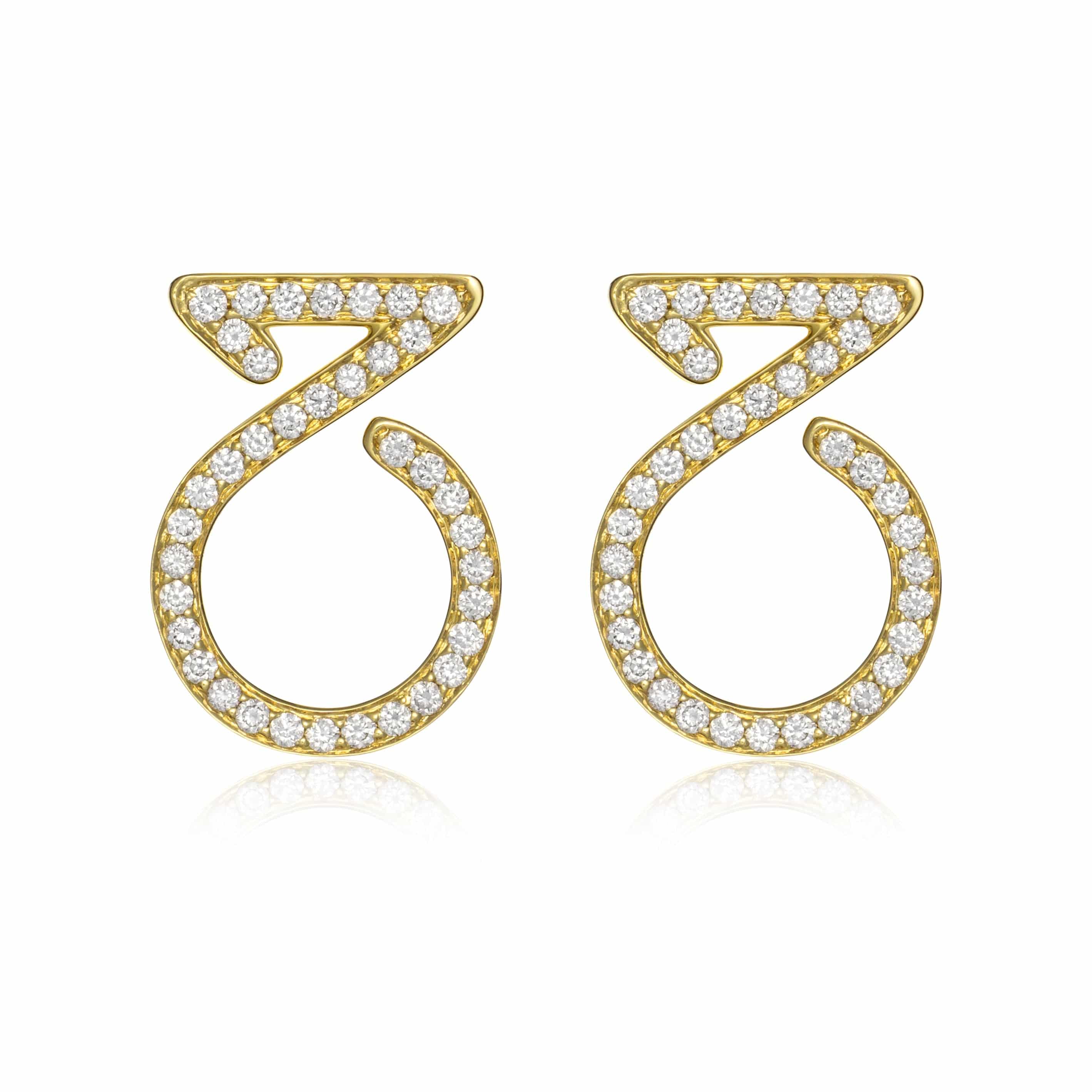 Ear Studs In 18K Gold With Diamonds - K.S. Sze & Sons