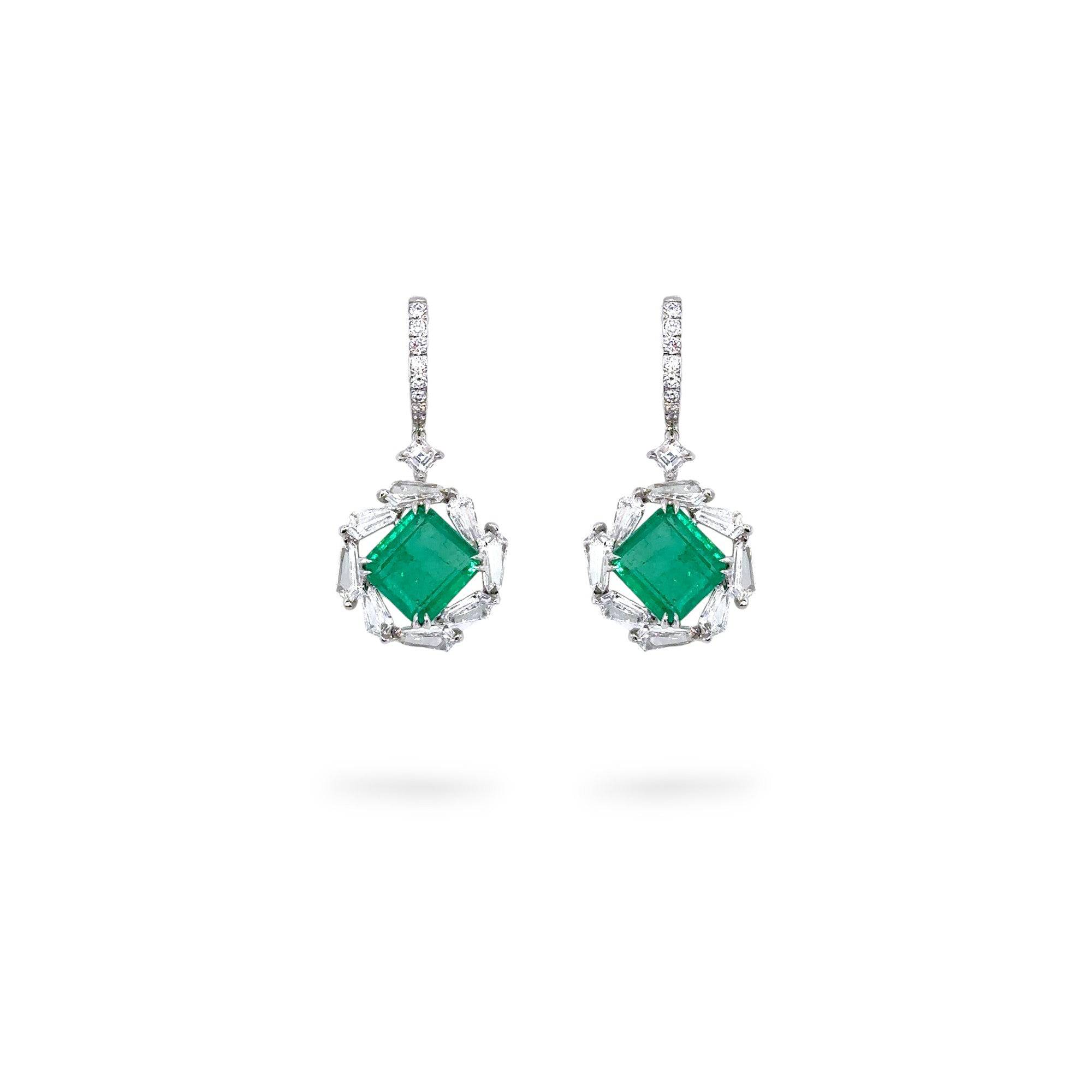 Fancy Emerald Diamond Earrings - K.S. Sze & Sons