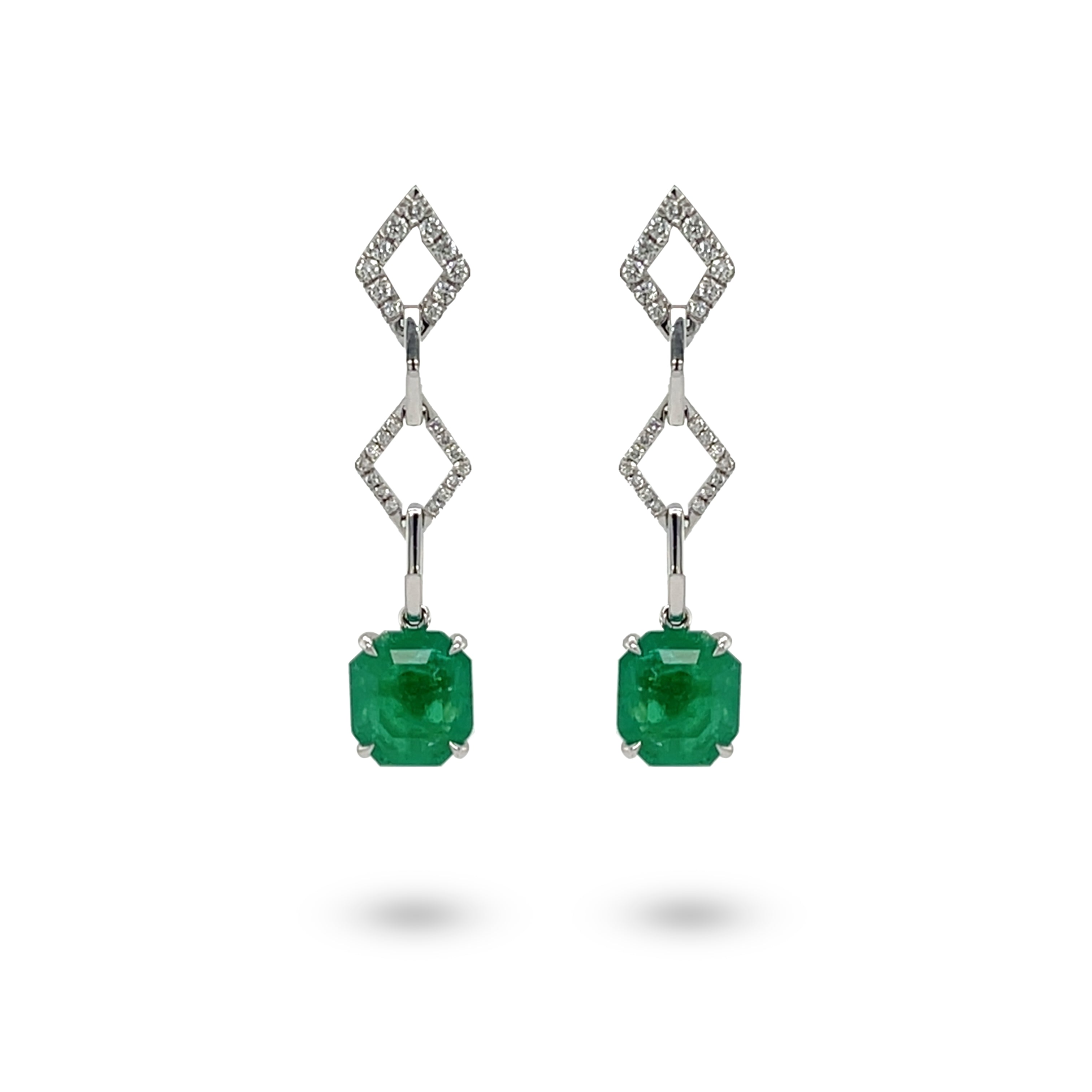 Emerald  & Diamond Earrings - K.S. Sze & Sons