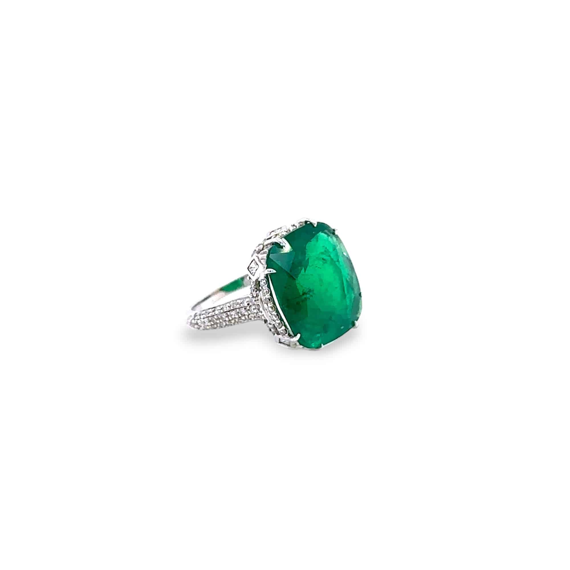 Emerald & Diamond Ring (GRS Certificate) - K.S. Sze & Sons