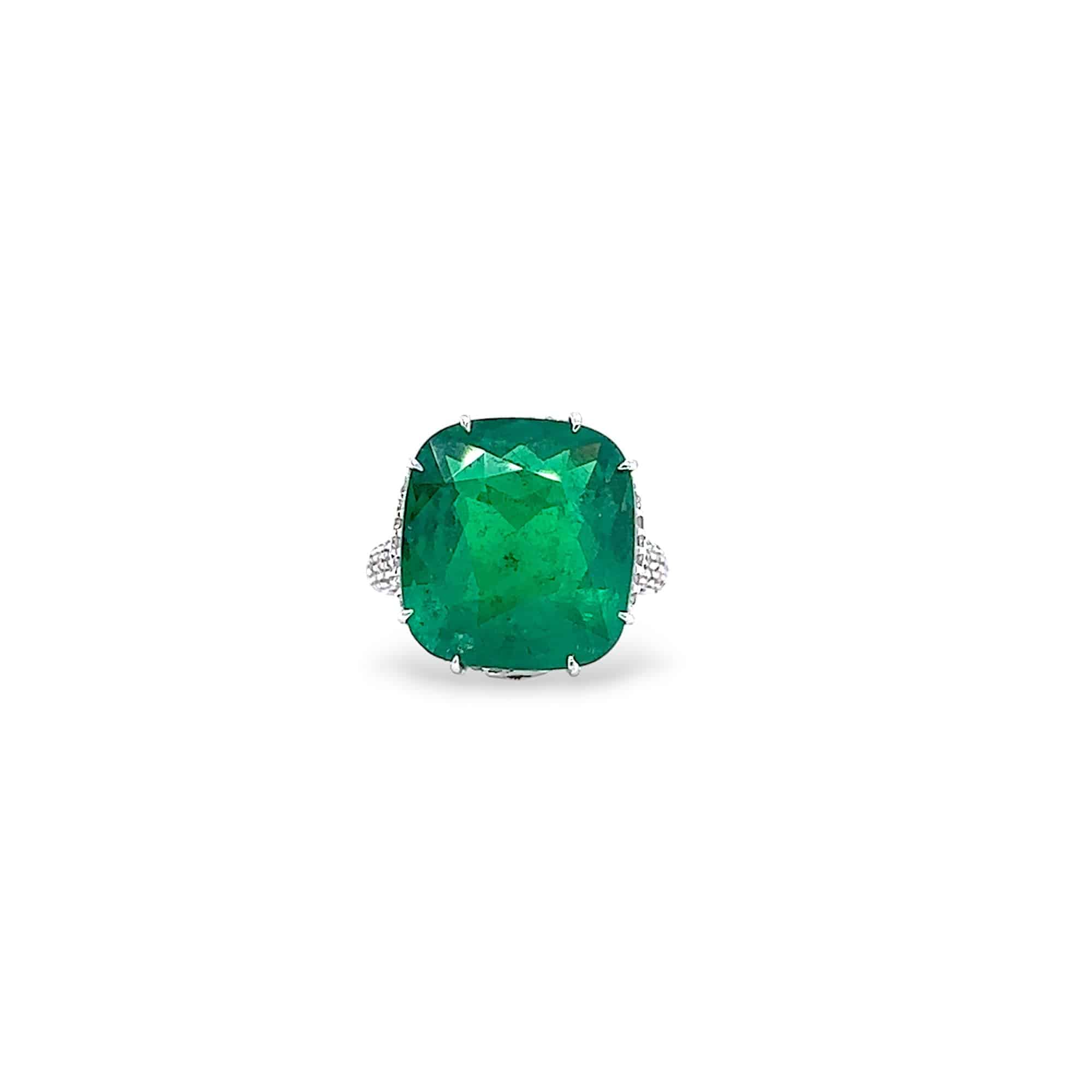 Emerald & Diamond Ring (GRS Certificate) - K.S. Sze & Sons