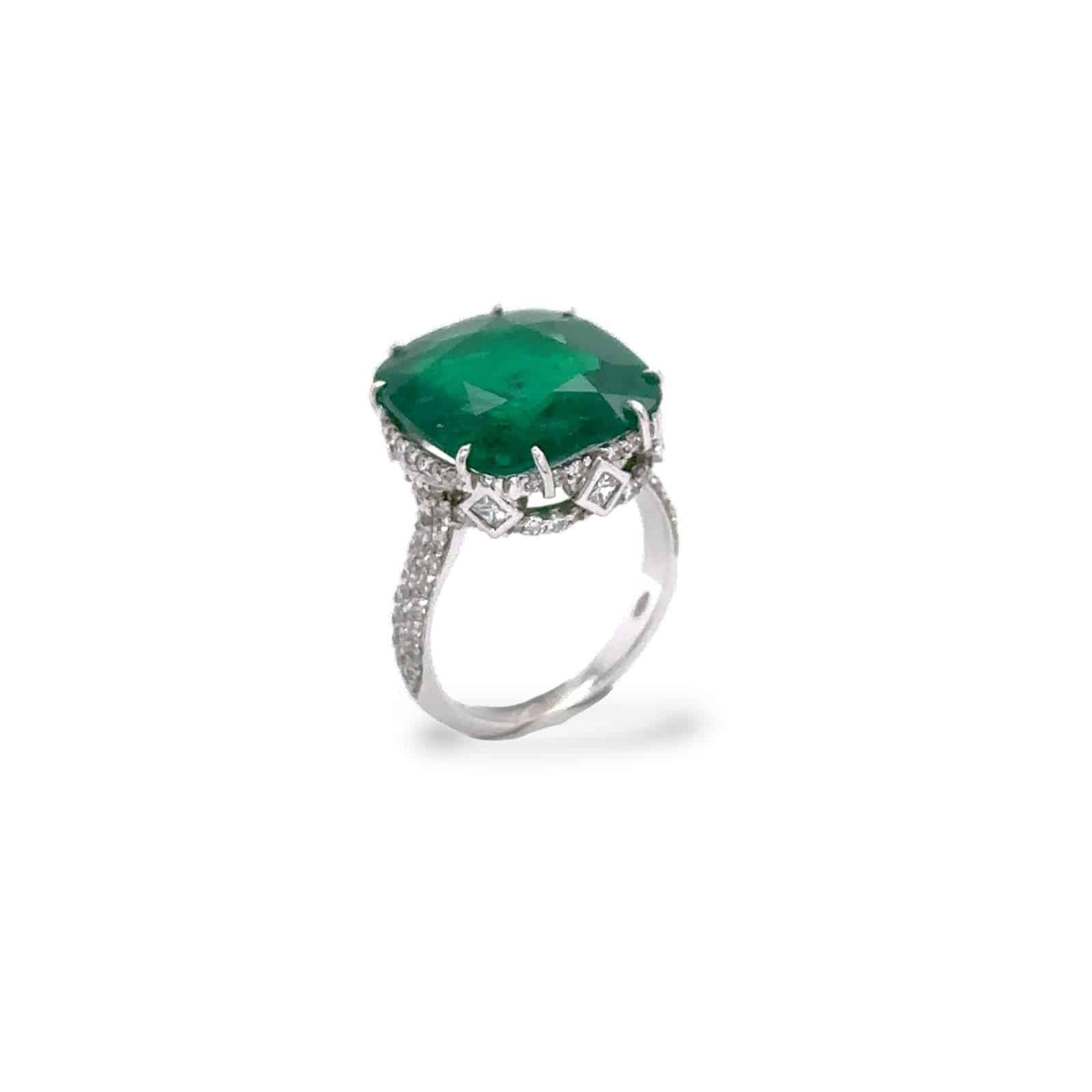 Emerald & Diamond Ring (GRS Certificate) - K.S. Sze & Sons