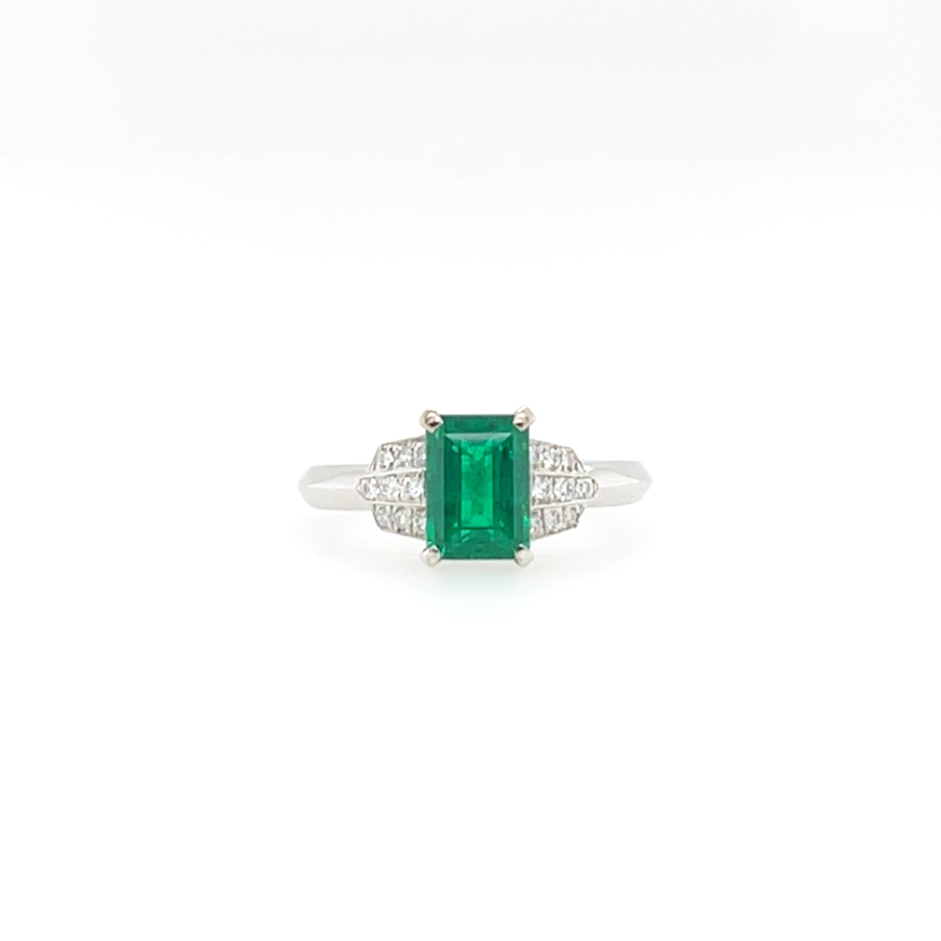 Emerald & Diamond Ring (GRS Certificate) - K.S. Sze & Sons