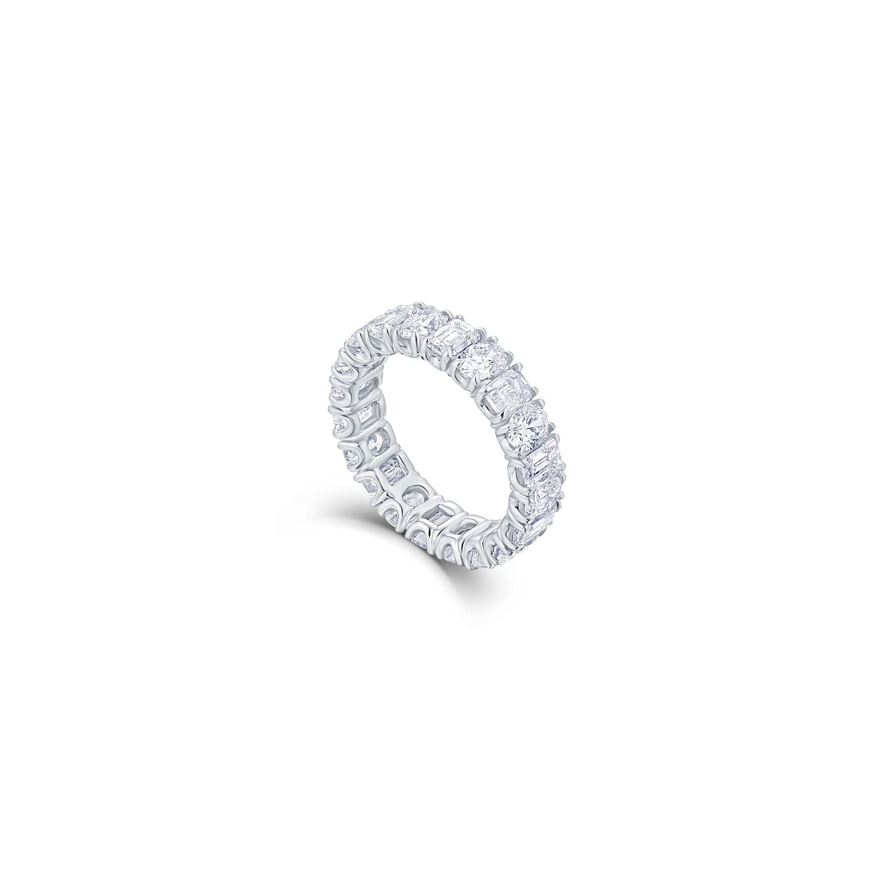 Emerald & Oval Shaped Diamond Eternity Ring - K.S. Sze & Sons