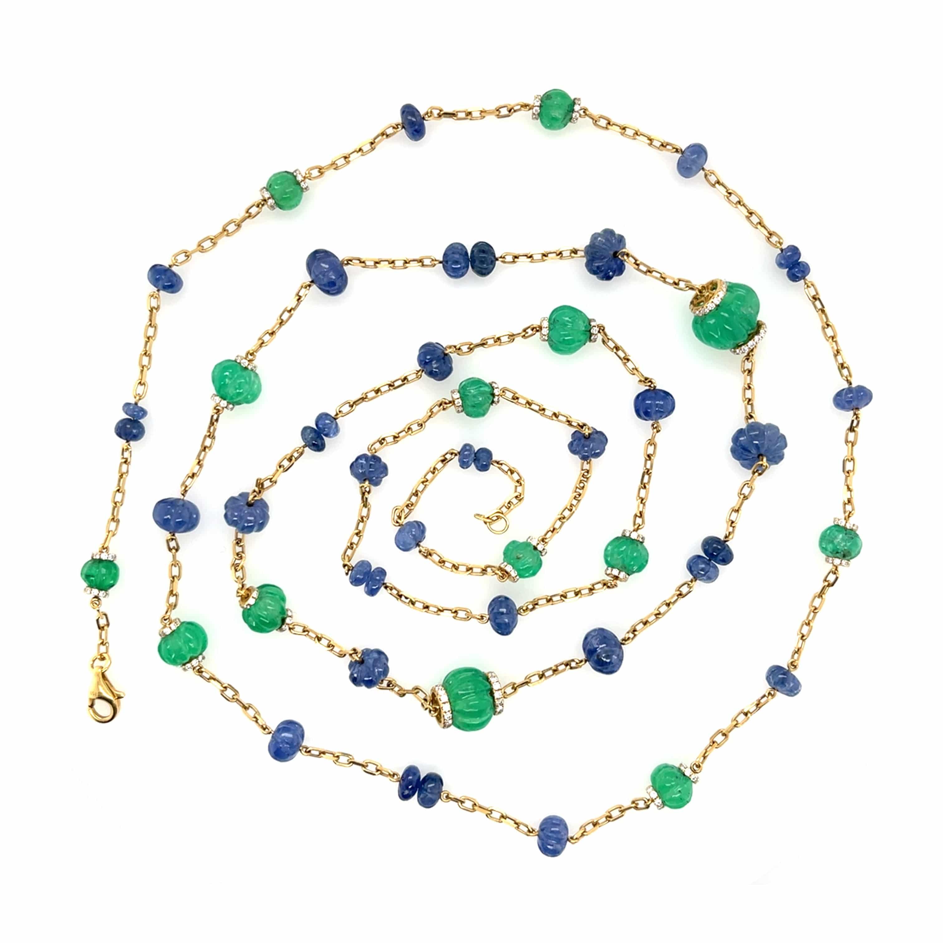 Emerald, Sapphire & Diamond Necklace - K.S. Sze & Sons