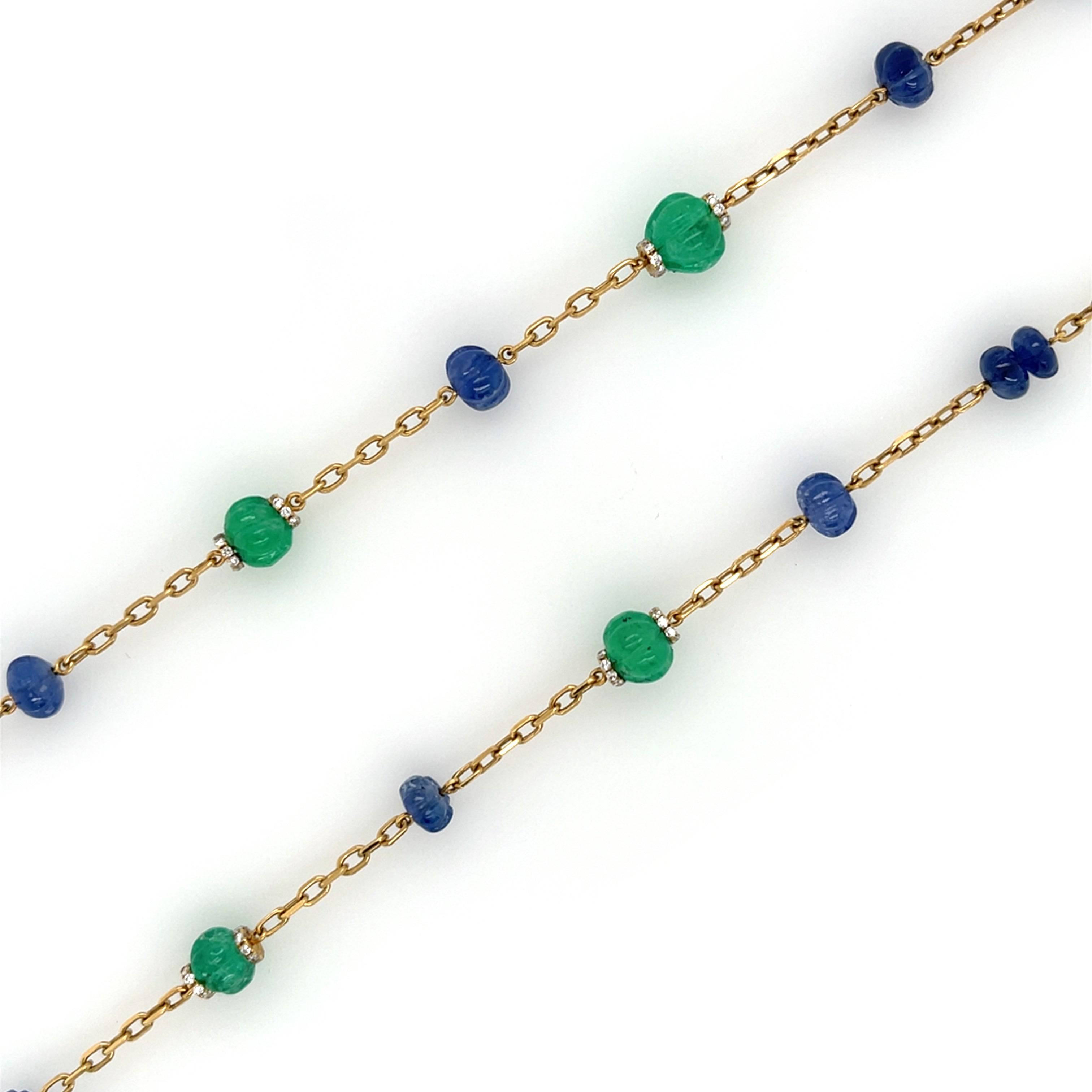 Emerald, Sapphire & Diamond Necklace - K.S. Sze & Sons