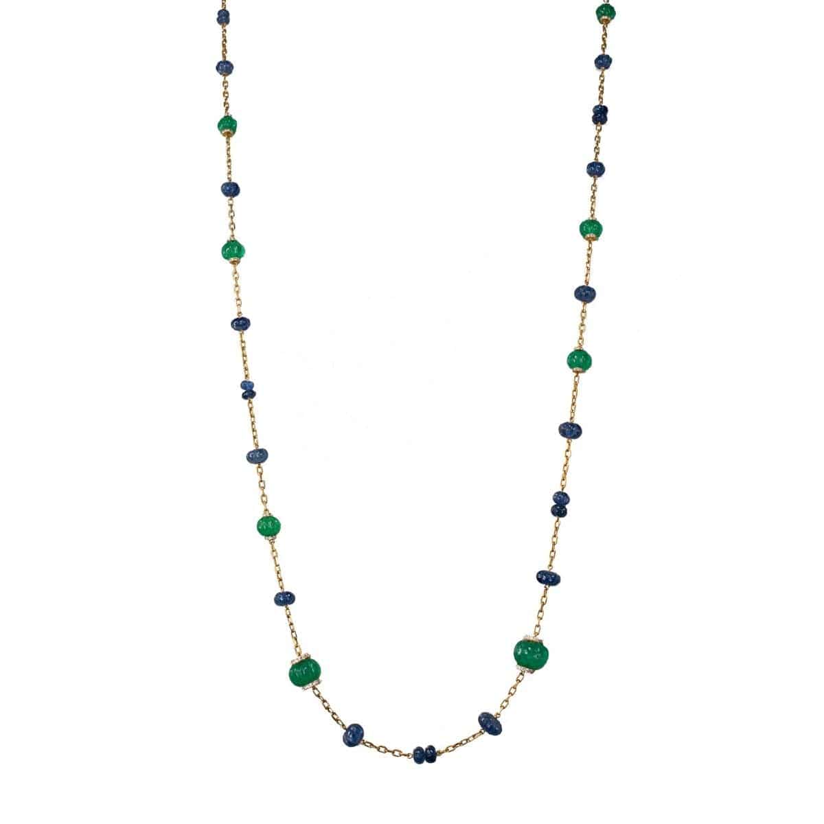 Emerald, Sapphire & Diamond Necklace - K.S. Sze & Sons