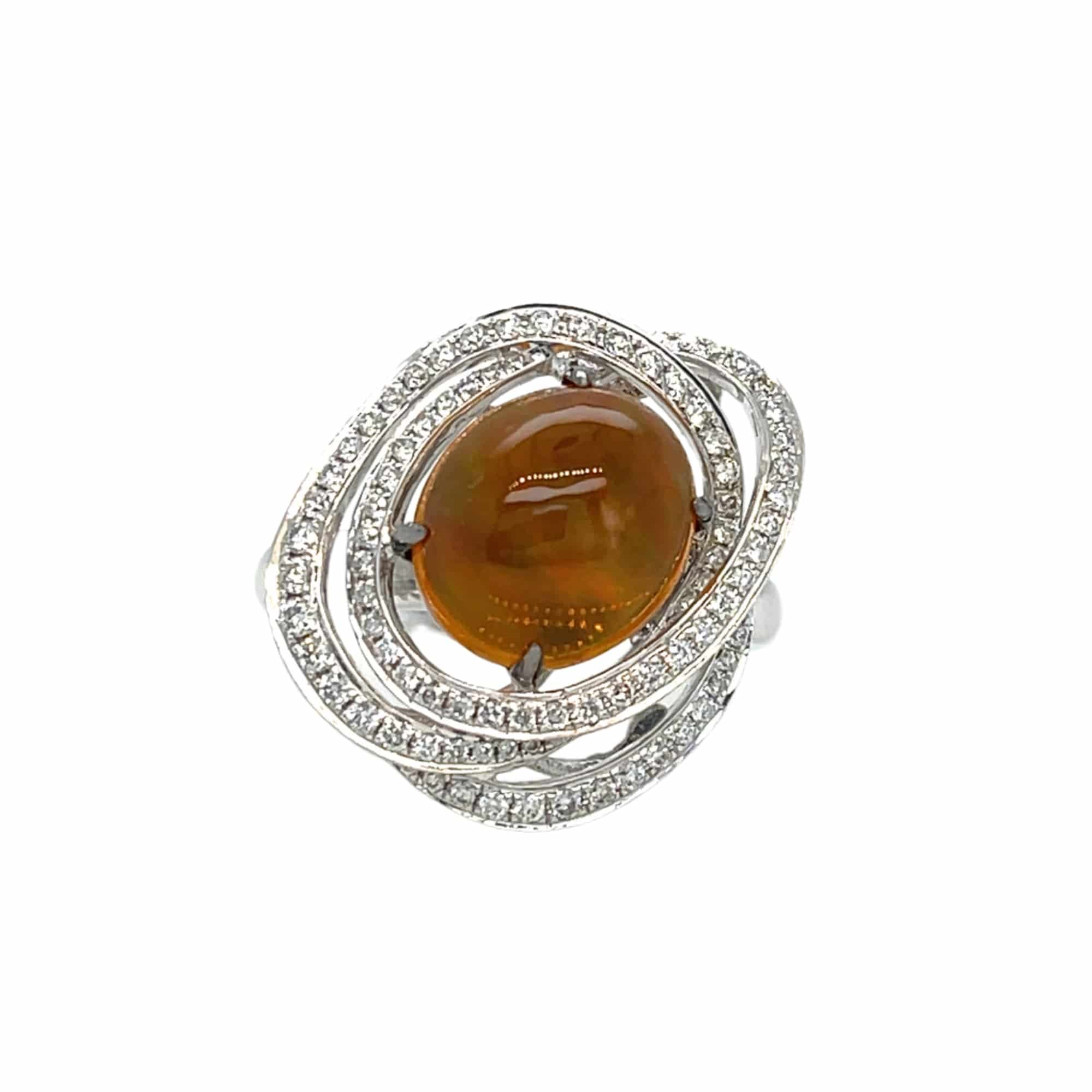 Fire Opal & Diamond Ring - K.S. Sze & Sons