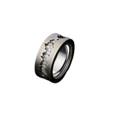 Fission C - Ring in Oxidised Silver with White CZ Stones