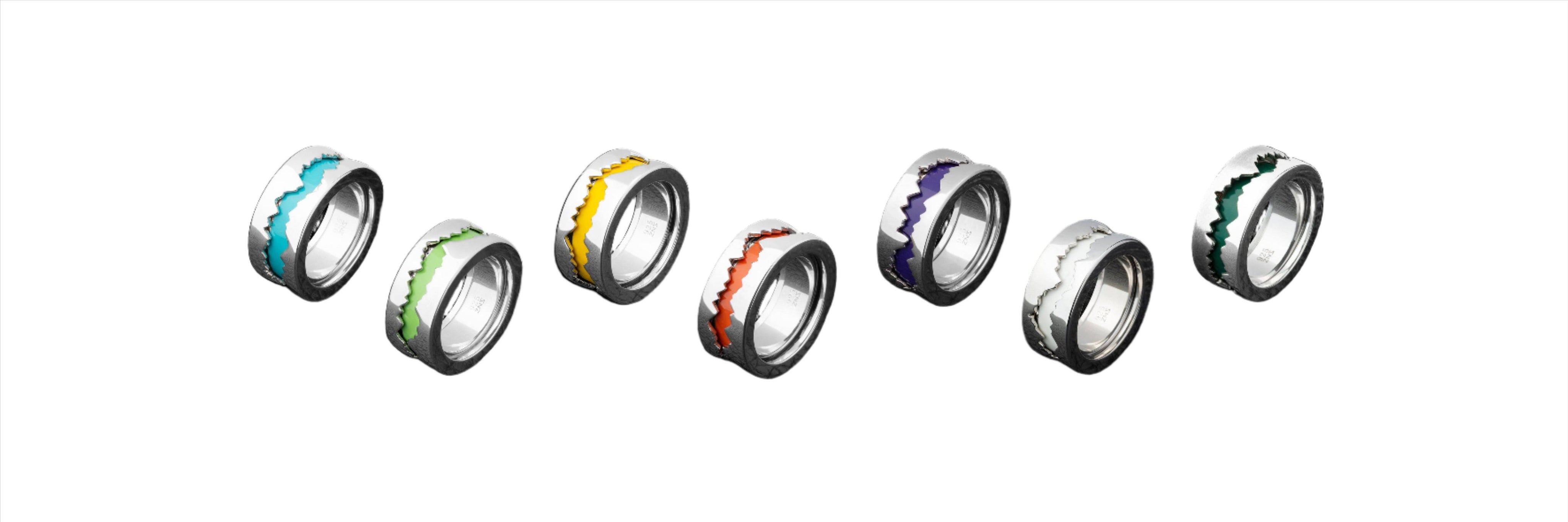Fission Enamel - Ring in Silver with Colored Enamel - K.S. Sze & Sons