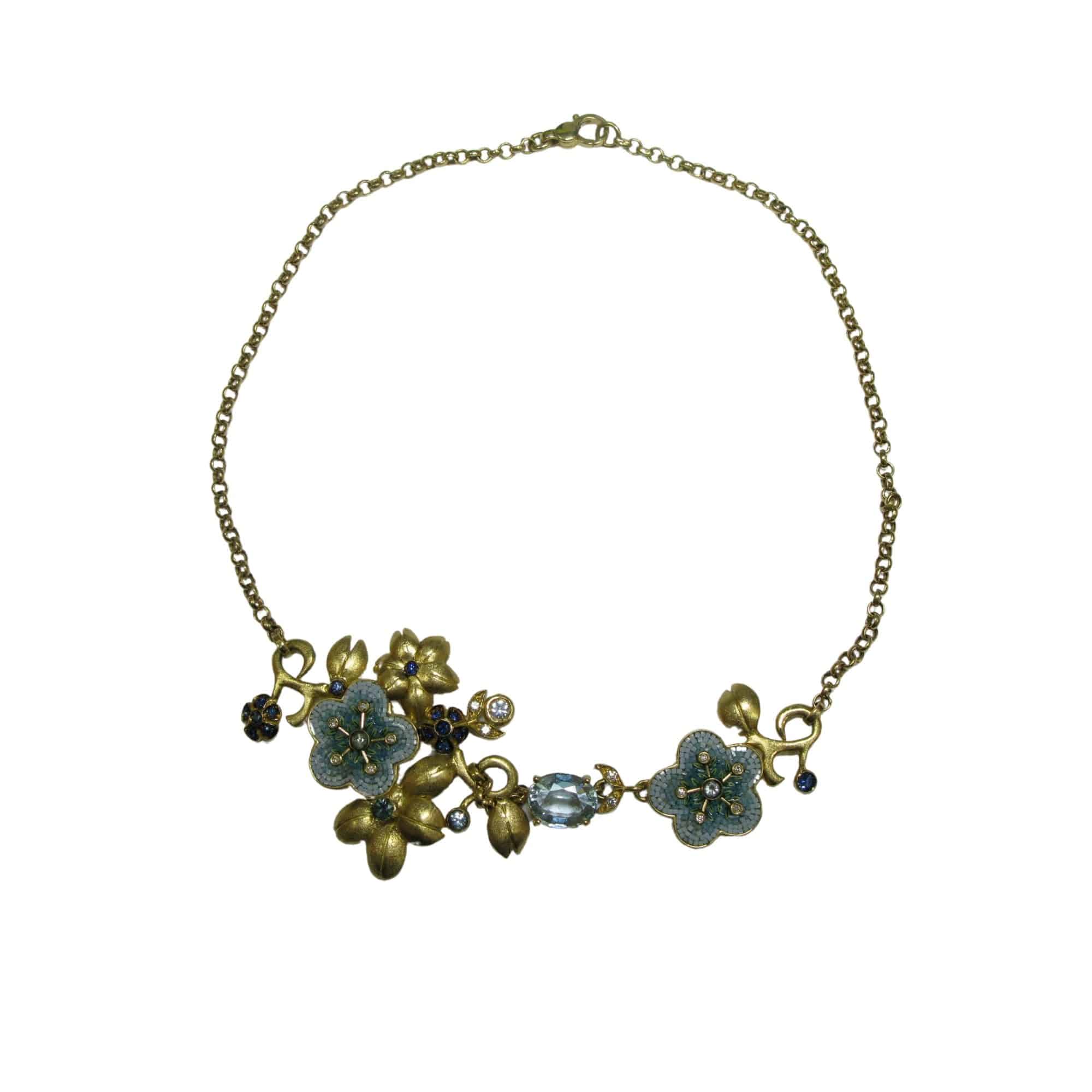 Floral Gemstones and Diamond Necklace - K.S. Sze & Sons