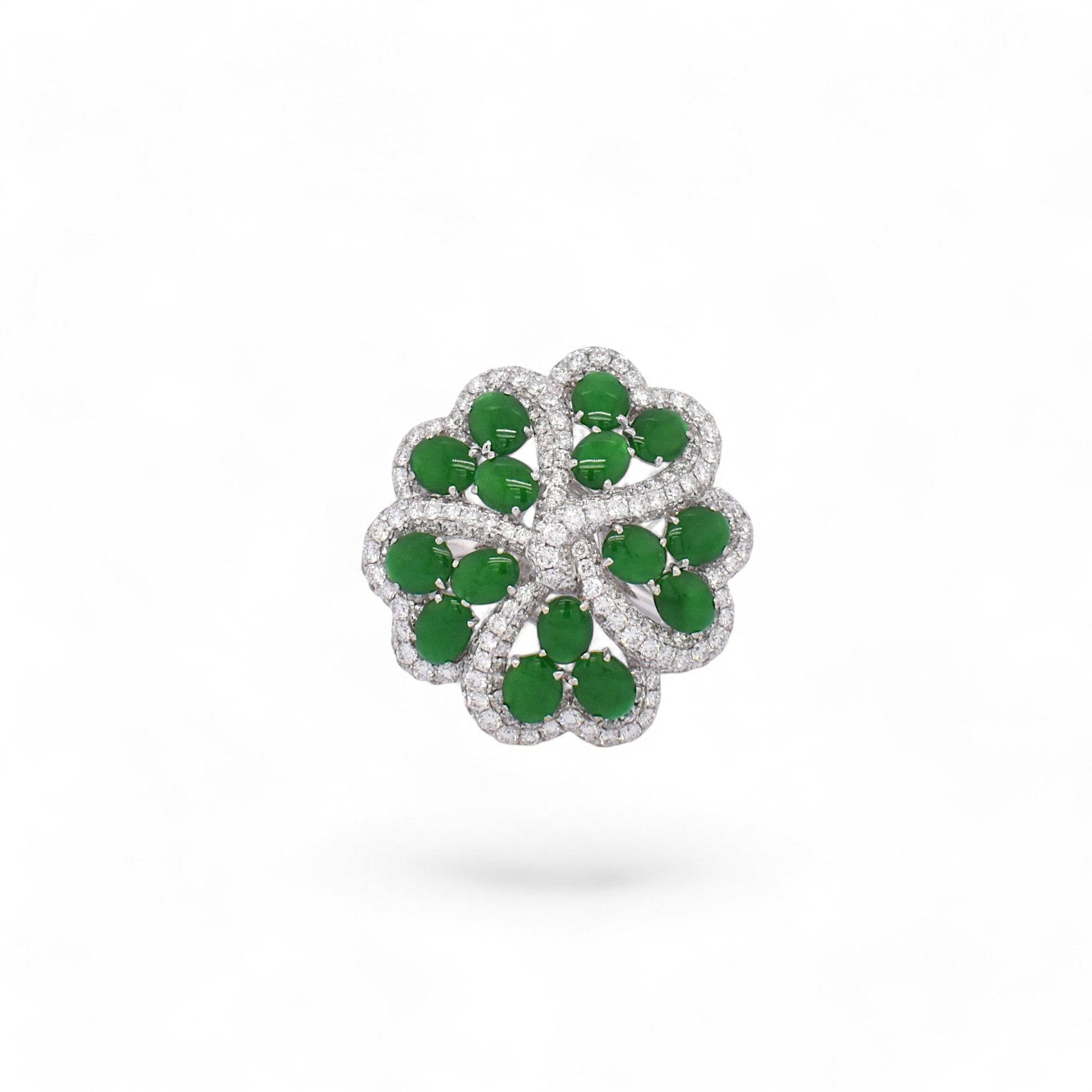 Floral Shape Jadeite Ring - K.S. Sze & Sons