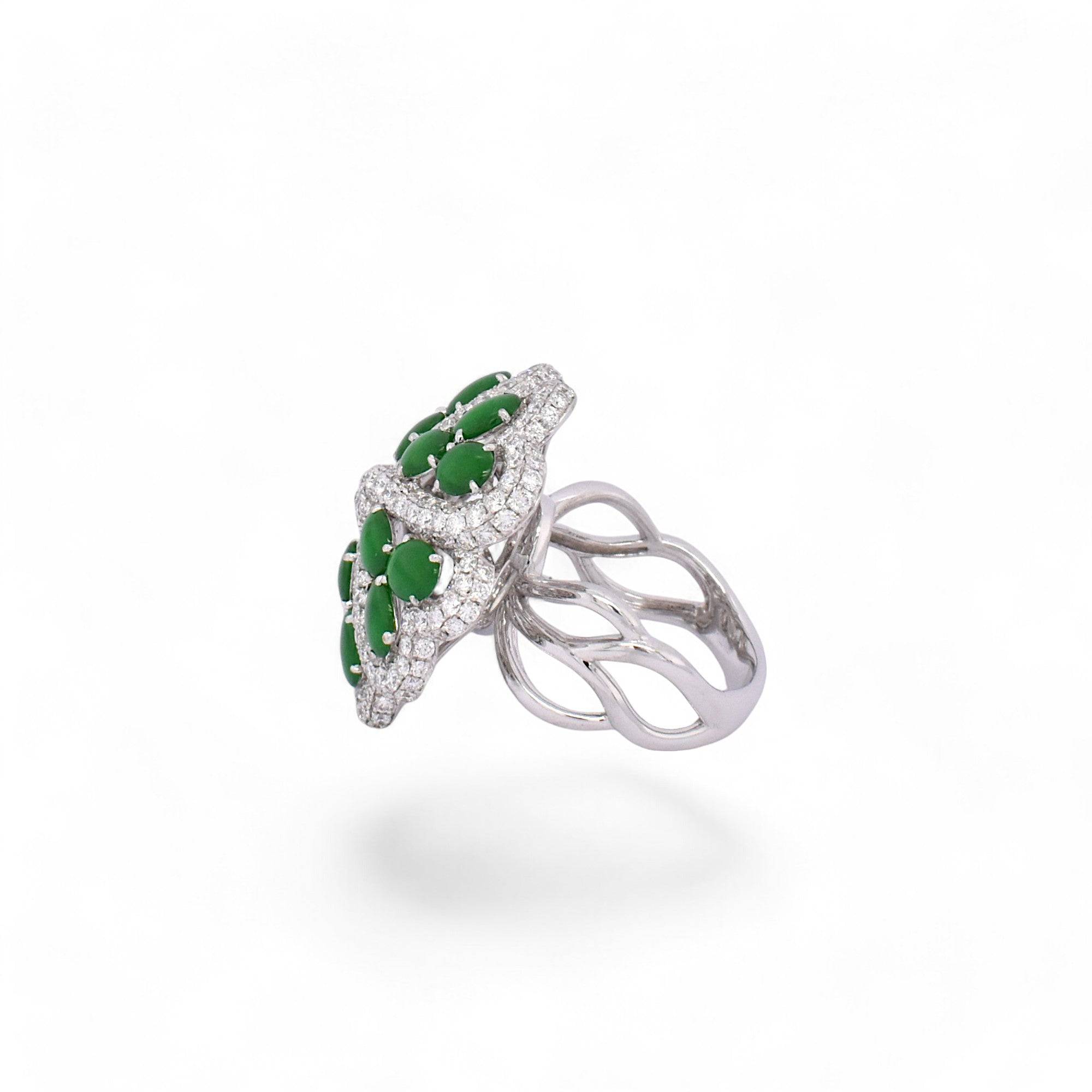 Floral Shape Jadeite Ring - K.S. Sze & Sons