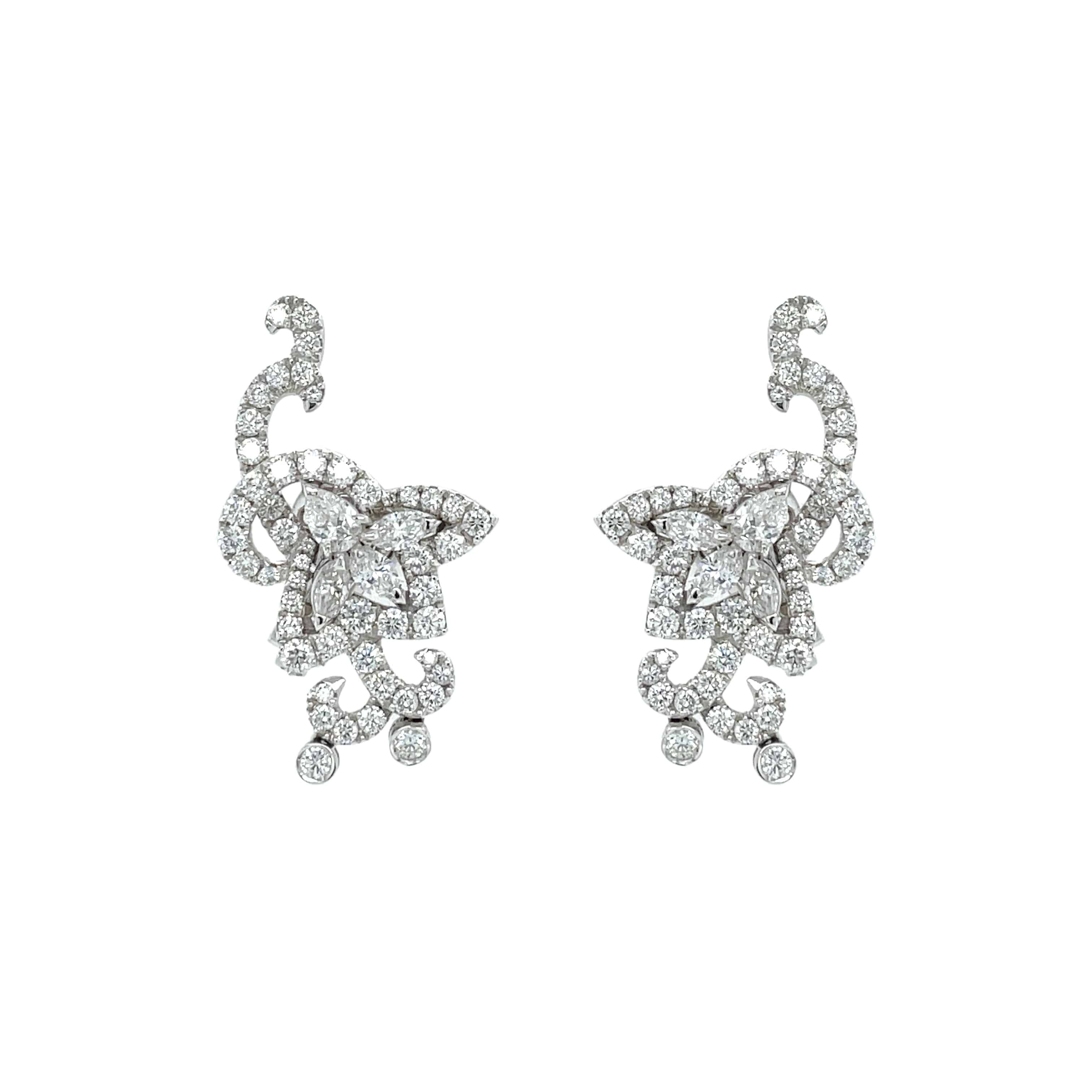 Floral Shaped Diamond Earrings