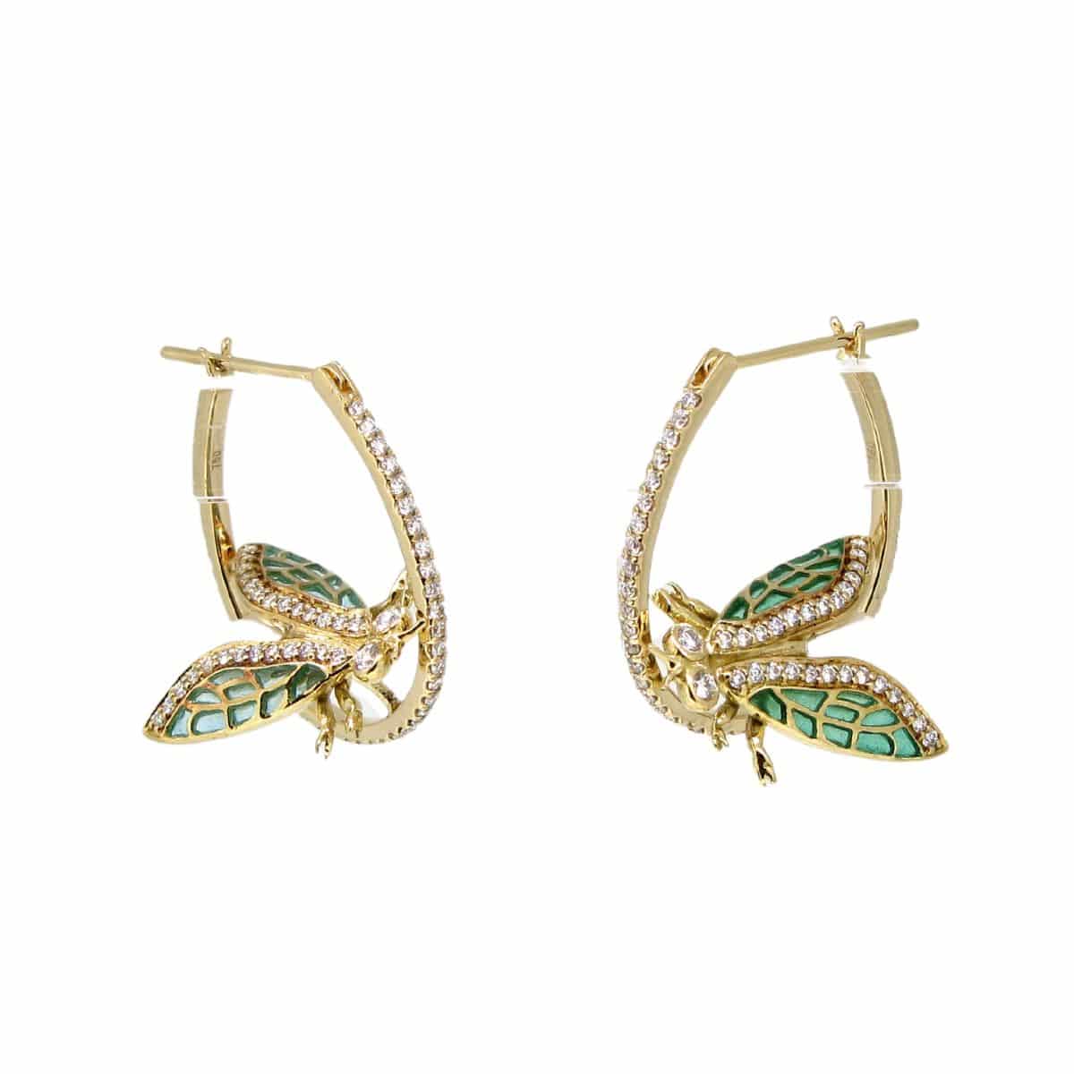 Freshwater Pearl & Diamond Enamel Earrings