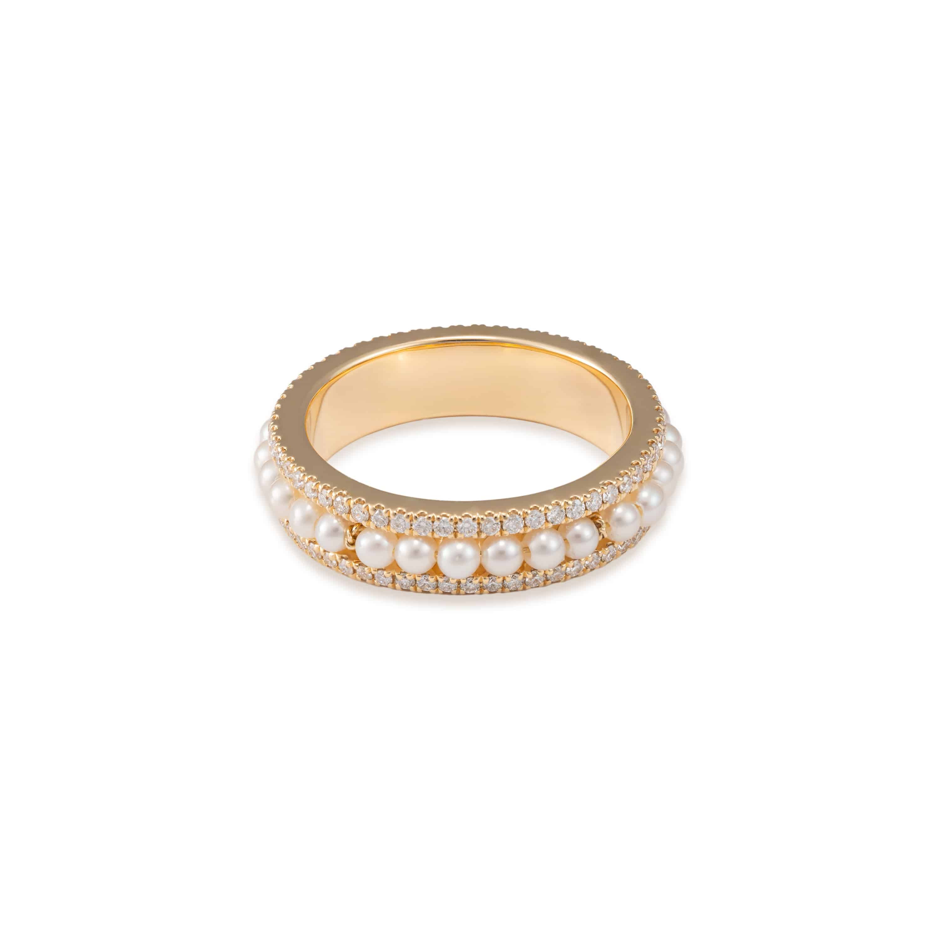 Yellow Gold Pearl Band - K.S. Sze & Sons