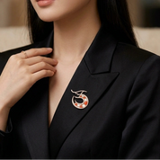 White Diamond, Coral & Mother of Pearl Brooch