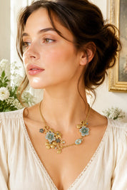 Floral Gemstones and Diamond Necklace