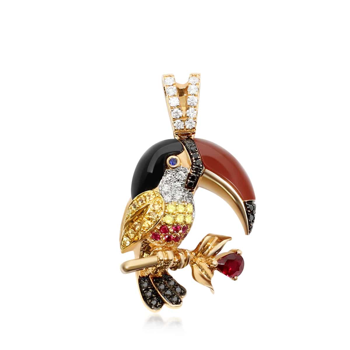 Gemstones & Diamond Bird Pendant - K.S. Sze & Sons