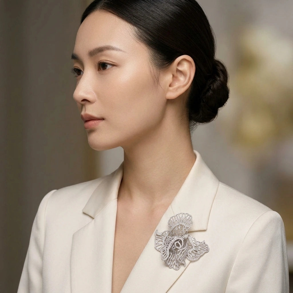 Floral Diamond Brooch - K.S. Sze & Sons