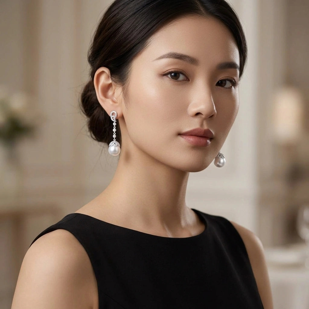 White South Sea Pearl Radiance Drop Earrings - K.S. Sze & Sons