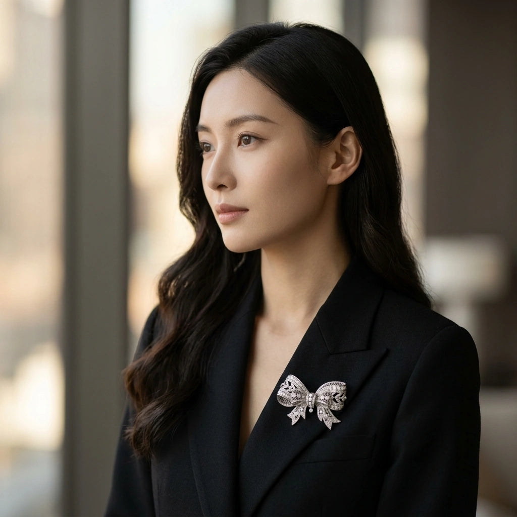 Ribbon Diamond Brooch - K.S. Sze & Sons