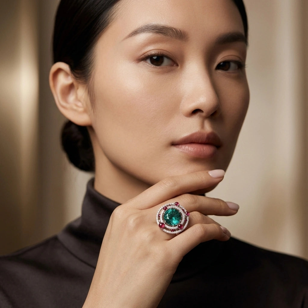 Apatite Diamond Ring - K.S. Sze & Sons
