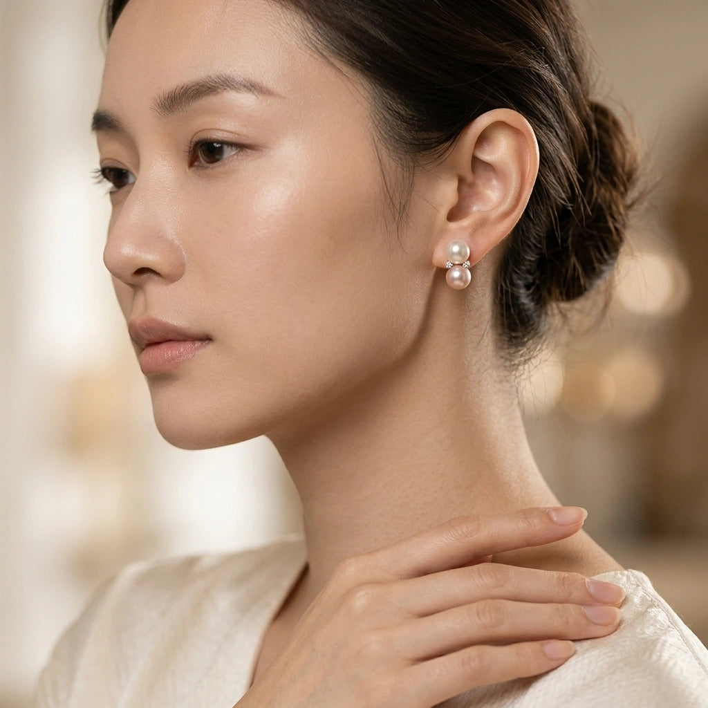 Fresh Water Pearl & Diamond Earrings - K.S. Sze & Sons