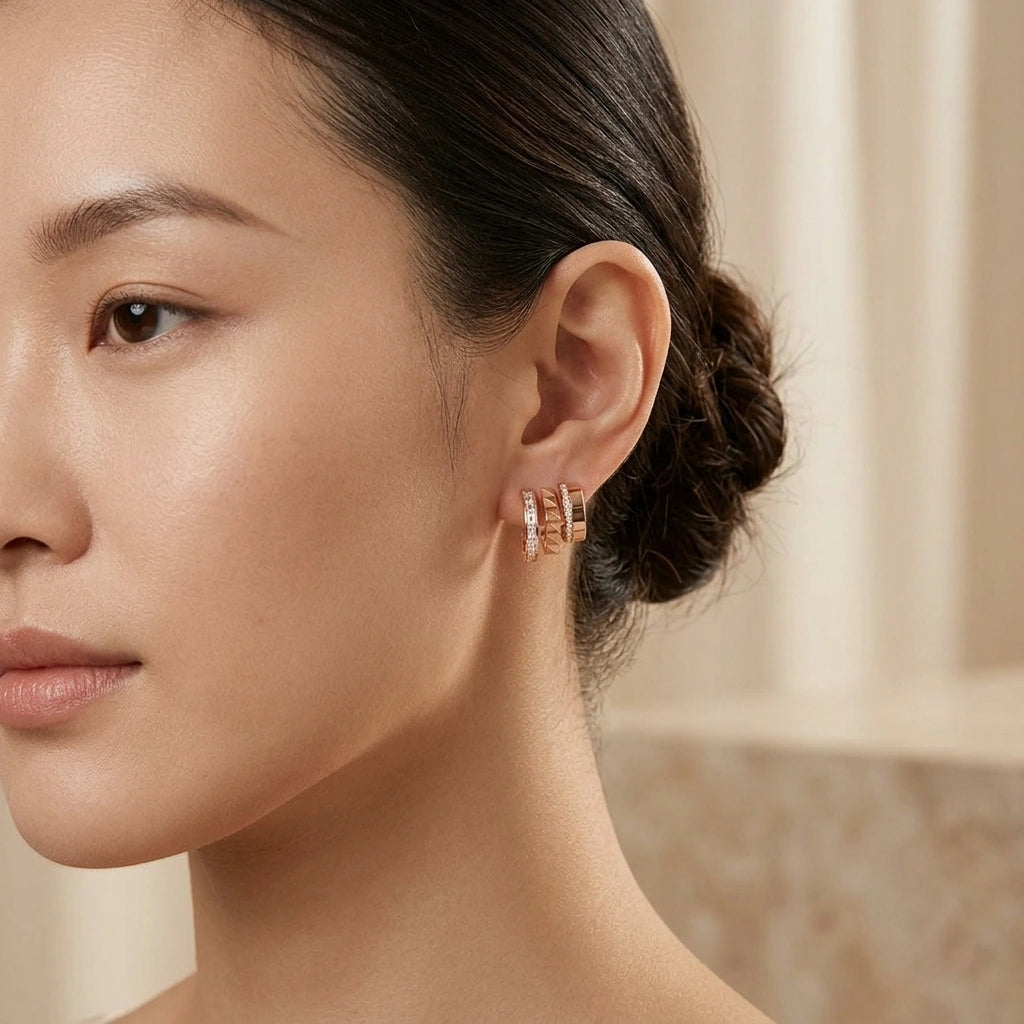 3 Rows Diamond Earrings - K.S. Sze & Sons