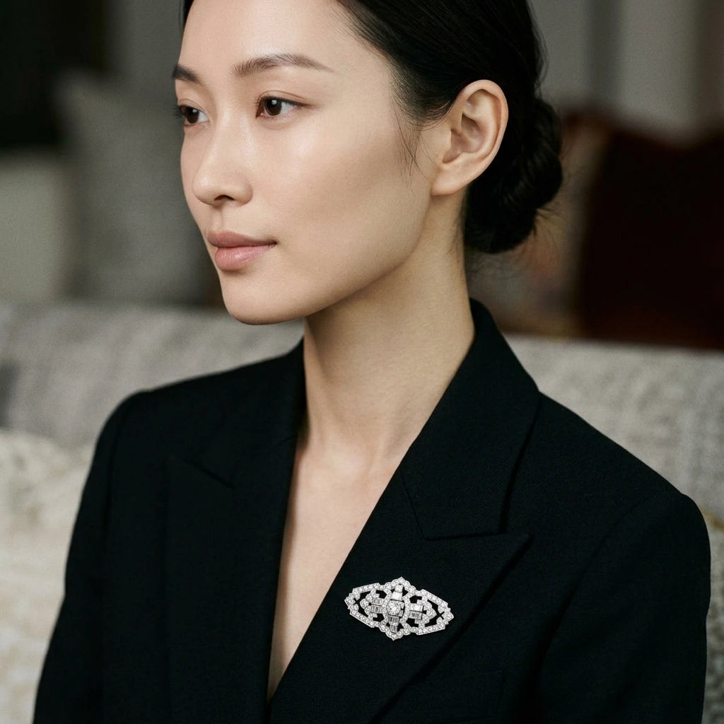 Platinum Diamond Brooch - K.S. Sze & Sons
