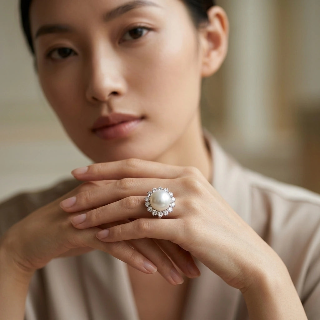 South Sea Pearl & Diamond Ring - K.S. Sze & Sons