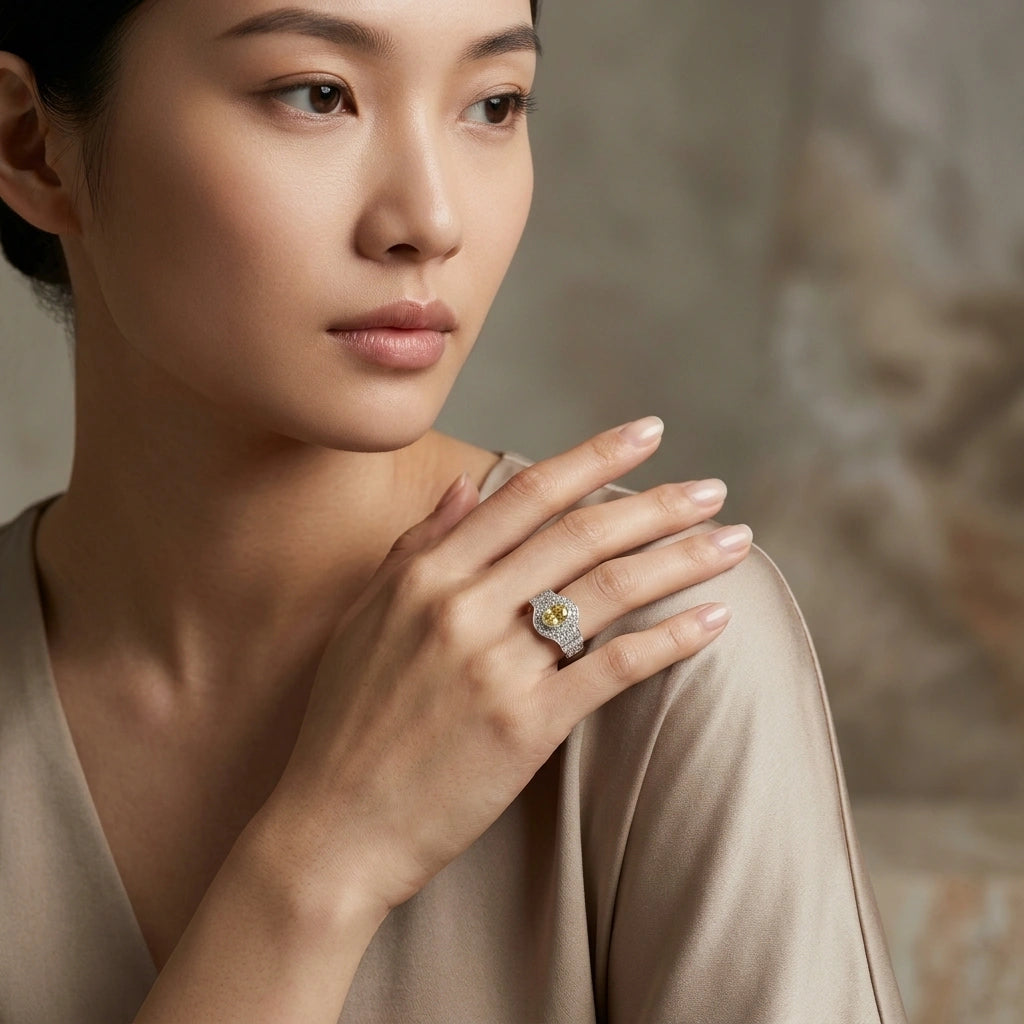 Yellow & White Diamond Ring - K.S. Sze & Sons