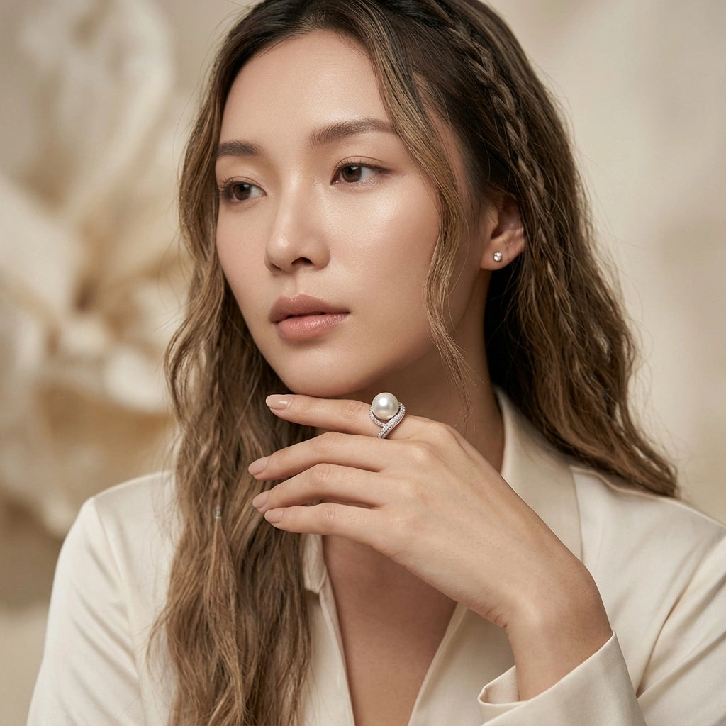 South Sea Pearl & Diamond Ring - K.S. Sze & Sons