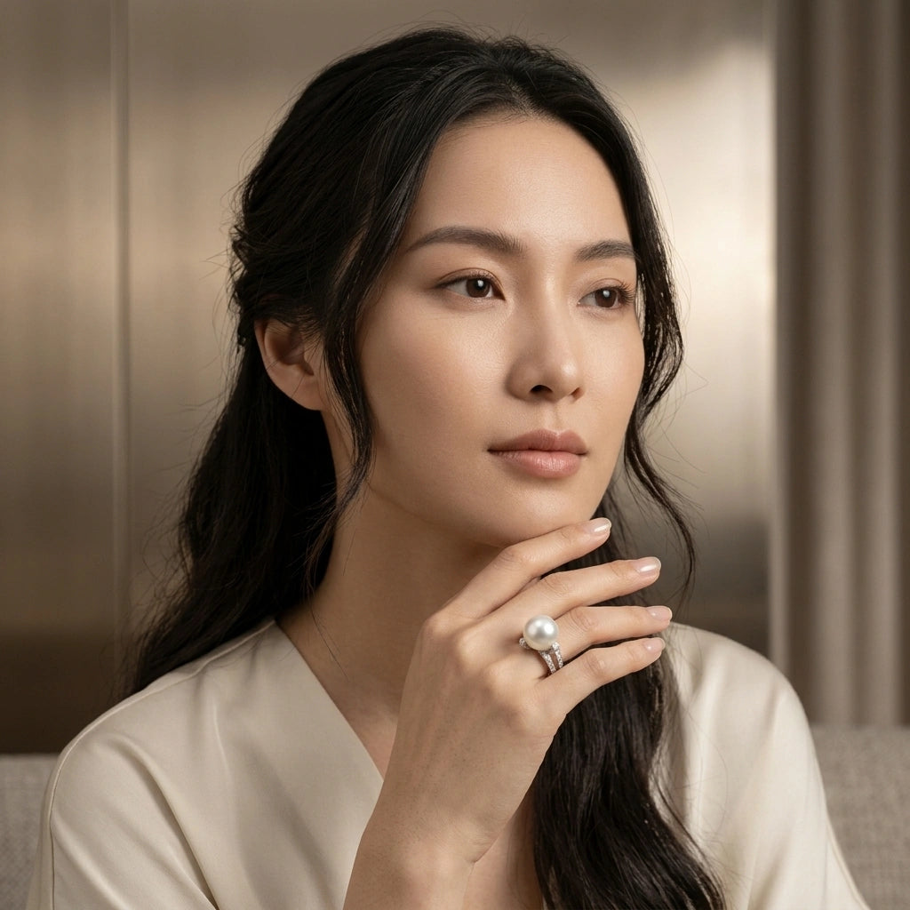 South Sea Pearl & Diamond Ring - K.S. Sze & Sons