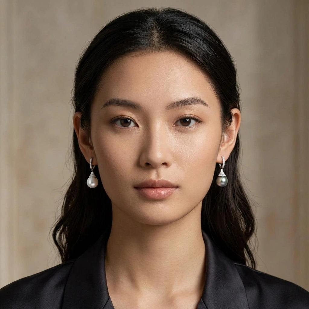 South Sea & Tahitian Pearl Diamond Earring - K.S. Sze & Sons