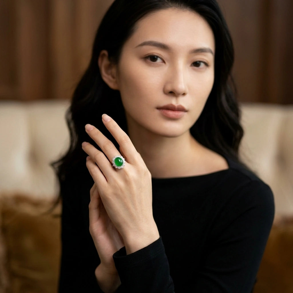Jade & Diamond Ring - K.S. Sze & Sons