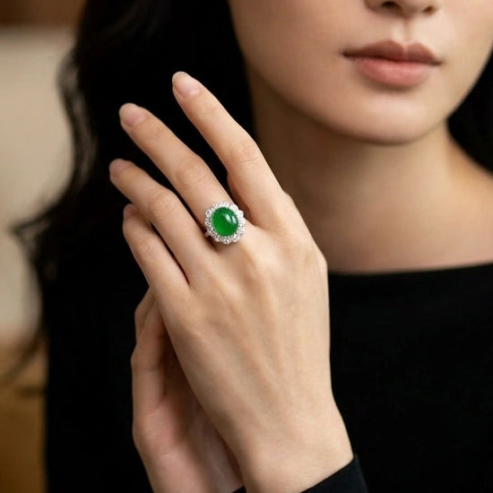 Jade & Diamond Ring - K.S. Sze & Sons