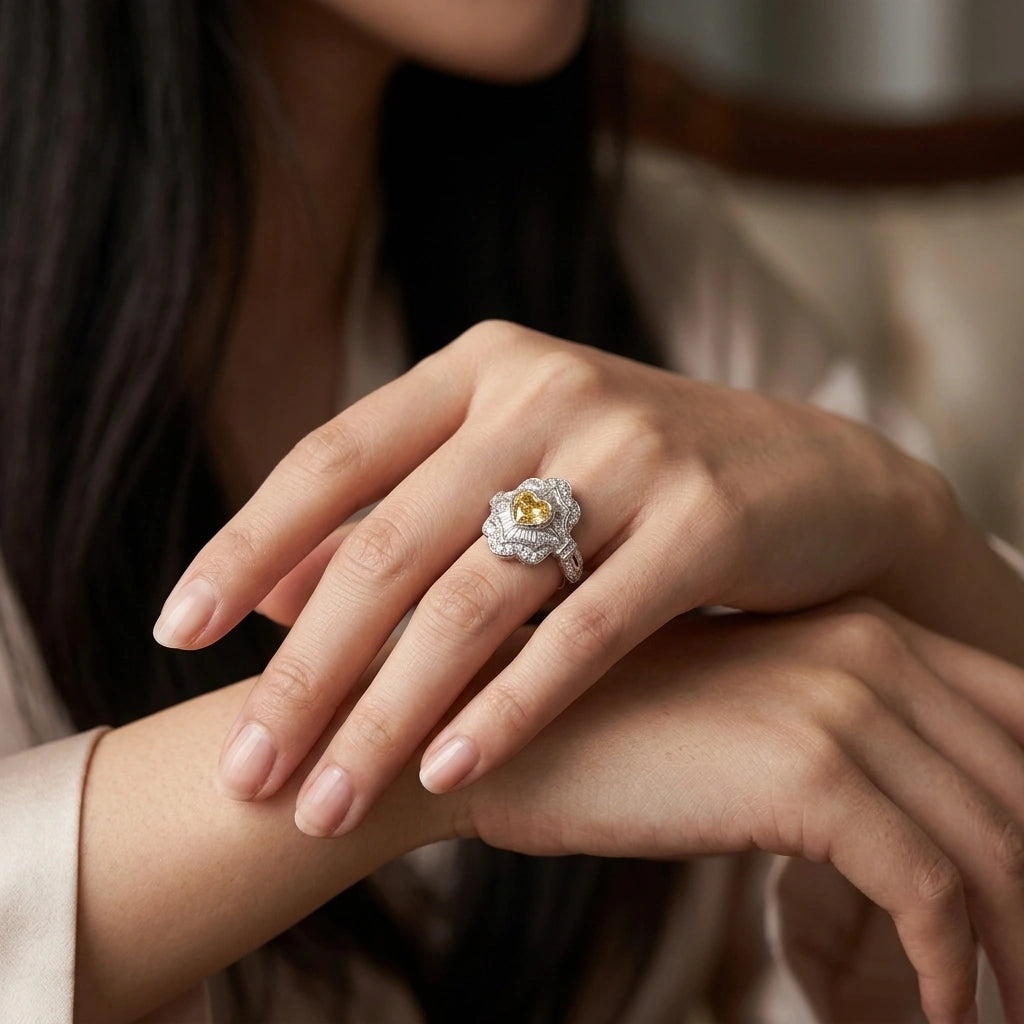 Yellow & White Diamond Ring - K.S. Sze & Sons